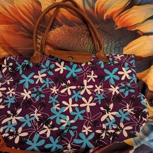 Floral Purple and Blue Women's Tote Bag